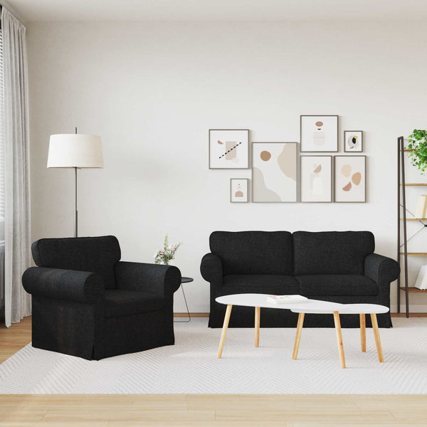 Schwarzes 2-teiliges Sofa-Set