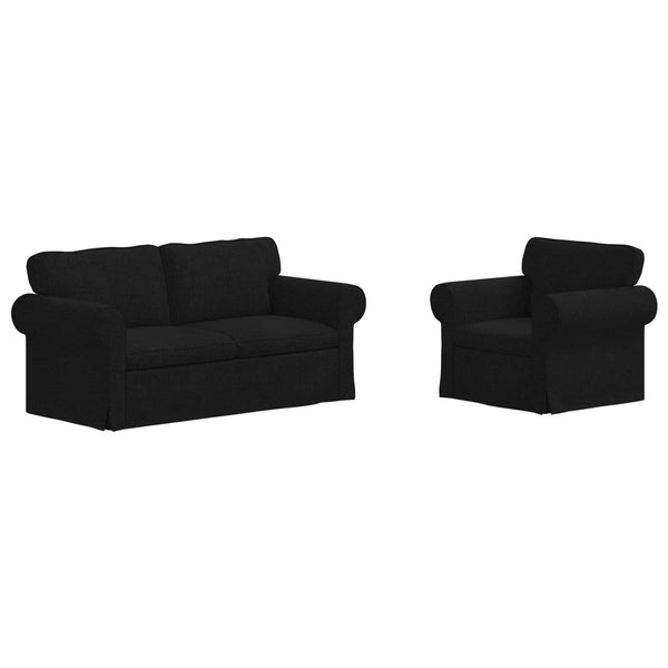 Schwarzes 2-teiliges Sofa-Set