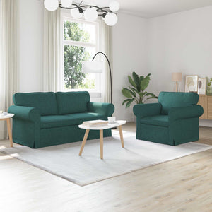 Dunkelgrünes 2-teiliges Sofa-Set
