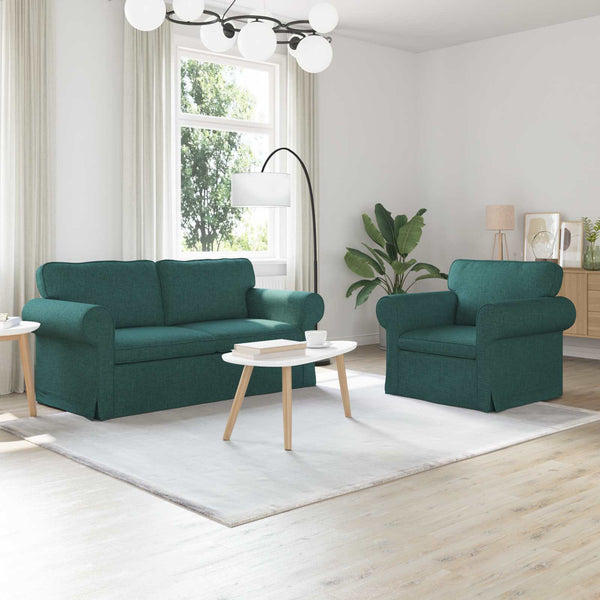 Dunkelgrünes 2-teiliges Sofa-Set