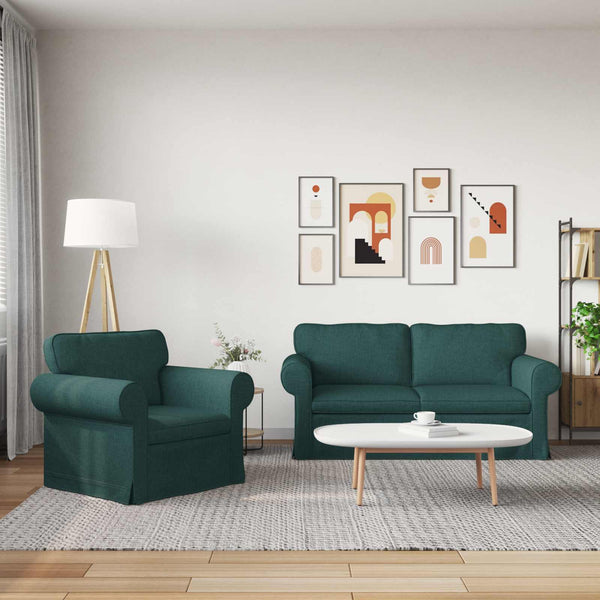 Dunkelgrünes 2-teiliges Sofa-Set