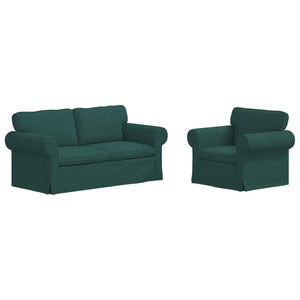 Dunkelgrünes 2-teiliges Sofa-Set
