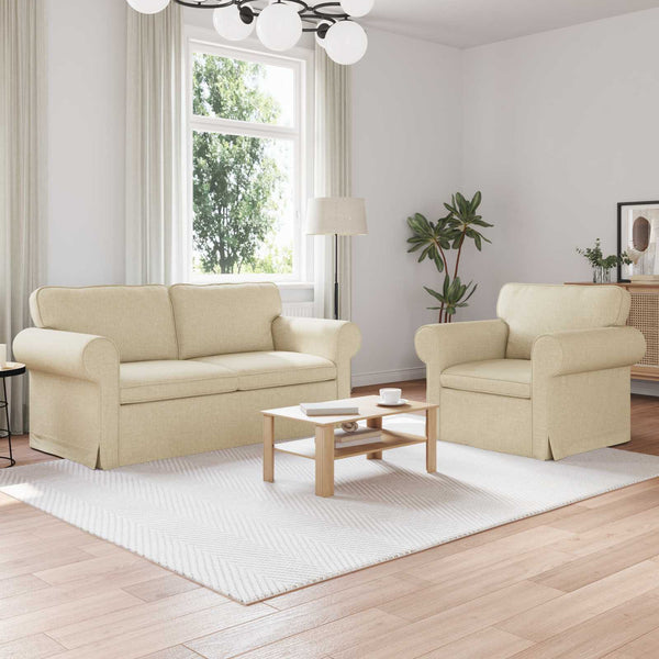 Creme Stoff Sofa Set, 2-teilig