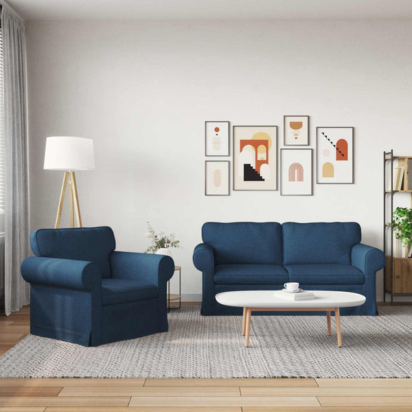 Blaues 2-teiliges Sofa-Set