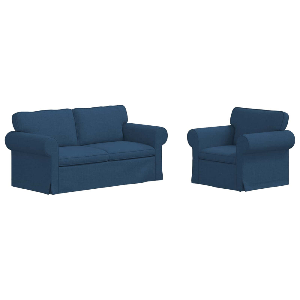 Blaues 2-teiliges Sofa-Set