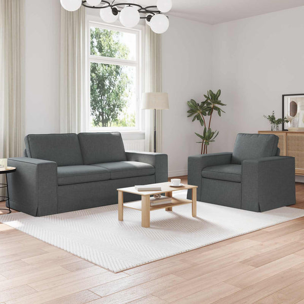 Dunkelgraues 2-teiliges Sofa-Set