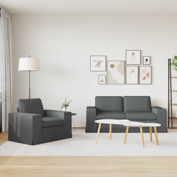 Dunkelgraues 2-teiliges Sofa-Set
