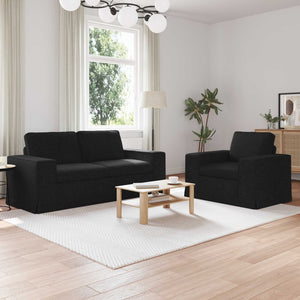 Schwarzes 2-teiliges Stoffsofa-Set