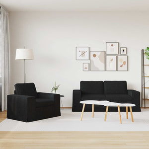Schwarzes 2-teiliges Stoffsofa-Set