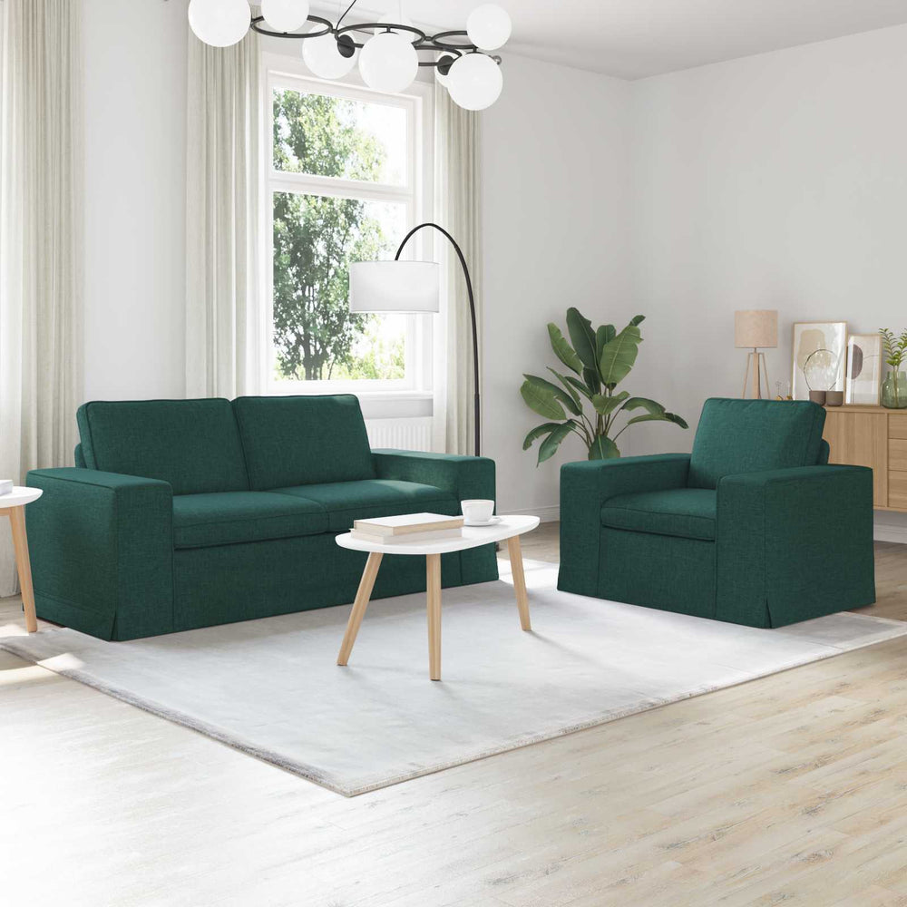Dunkelgrünes 2-teiliges Sofa-Set