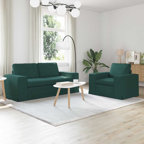 Dunkelgrünes 2-teiliges Sofa-Set