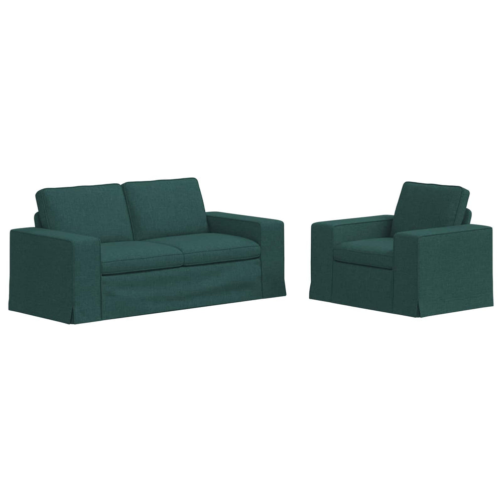 Dunkelgrünes 2-teiliges Sofa-Set