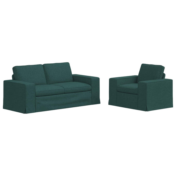 Dunkelgrünes 2-teiliges Sofa-Set