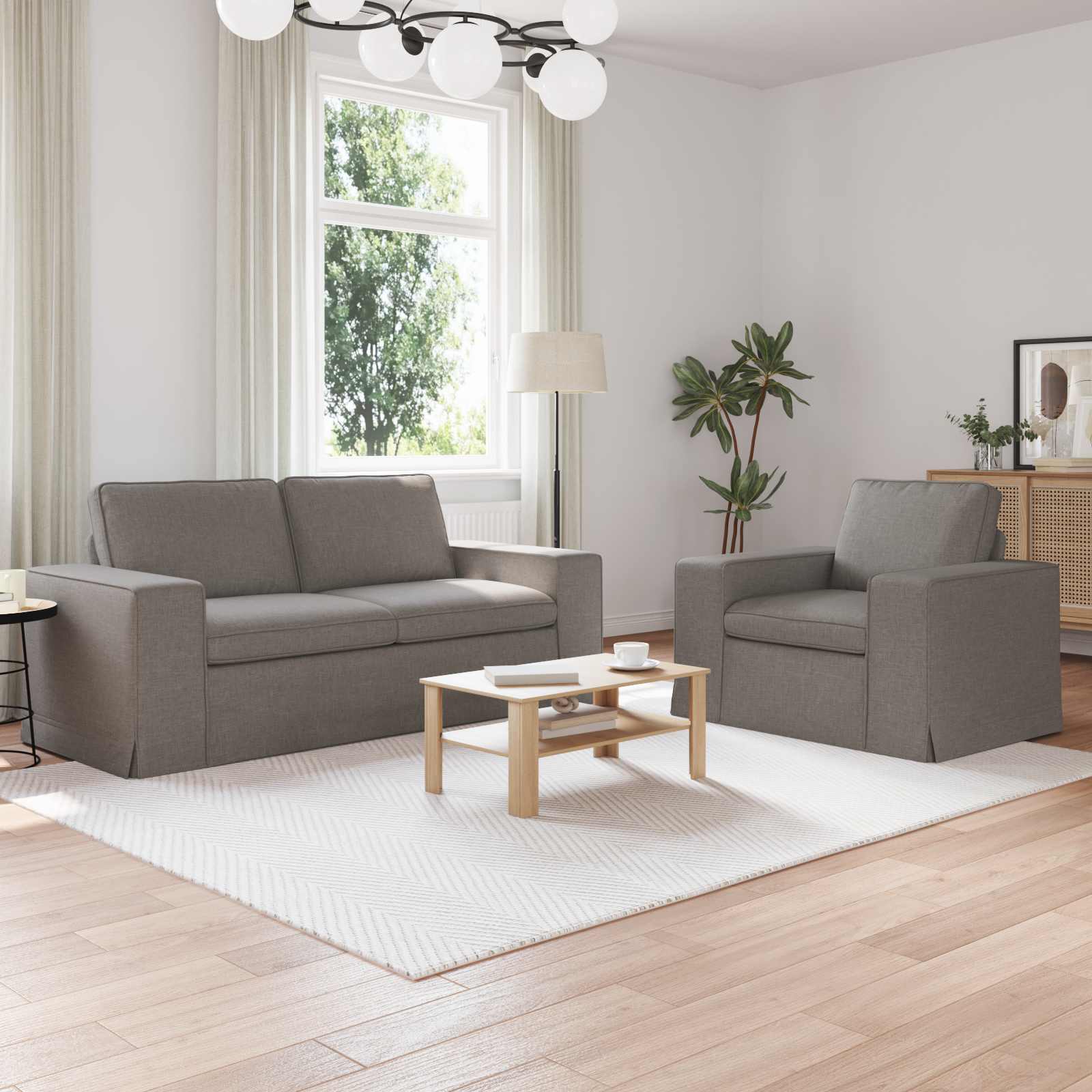 Sofa Set 2-teilig Taupe Stoff