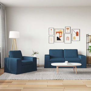 Blaues Stoff Sofaset, 2-teilig