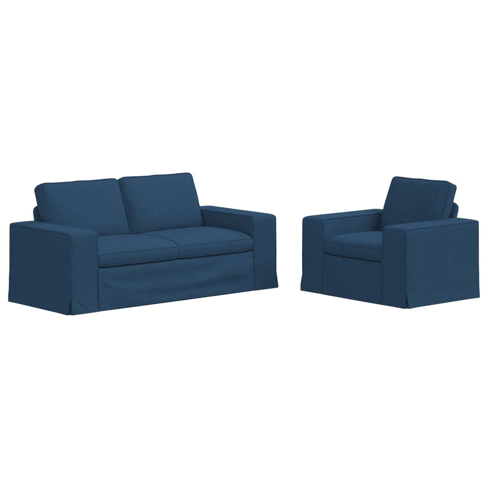Blaues Stoff Sofaset, 2-teilig