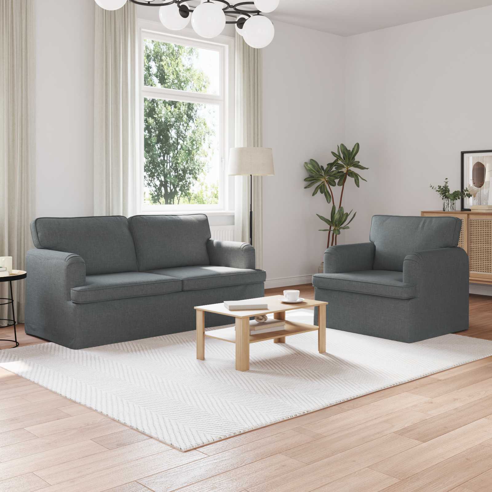 Dunkelgraues Sofa Set, 2-teilig