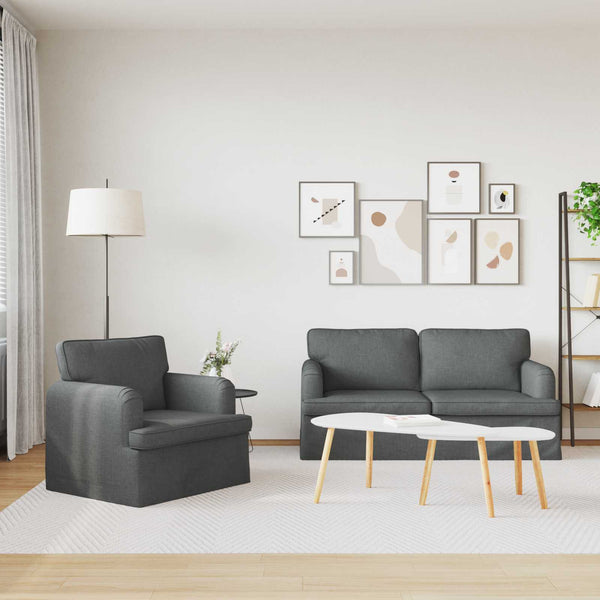 Dunkelgraues Sofa Set, 2-teilig