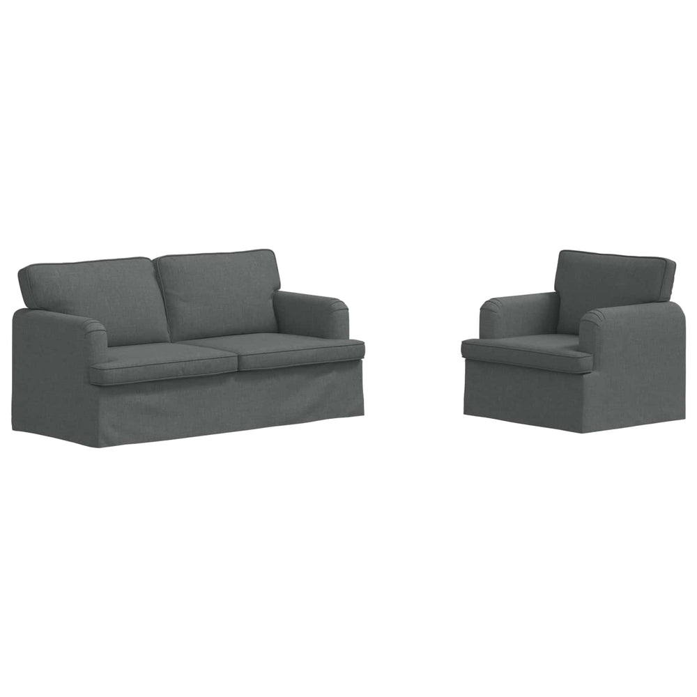 Dunkelgraues Sofa Set, 2-teilig