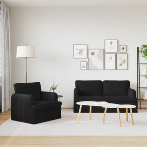 Schwarzes 2-teiliges Sofa-Set