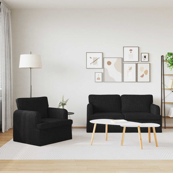 Schwarzes 2-teiliges Sofa-Set