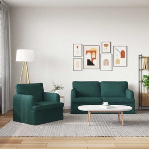 Dunkelgrünes Sofa Set, 2-teilig