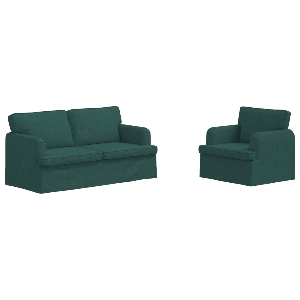 Dunkelgrünes Sofa Set, 2-teilig
