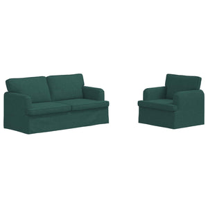 Dunkelgrünes Sofa Set, 2-teilig