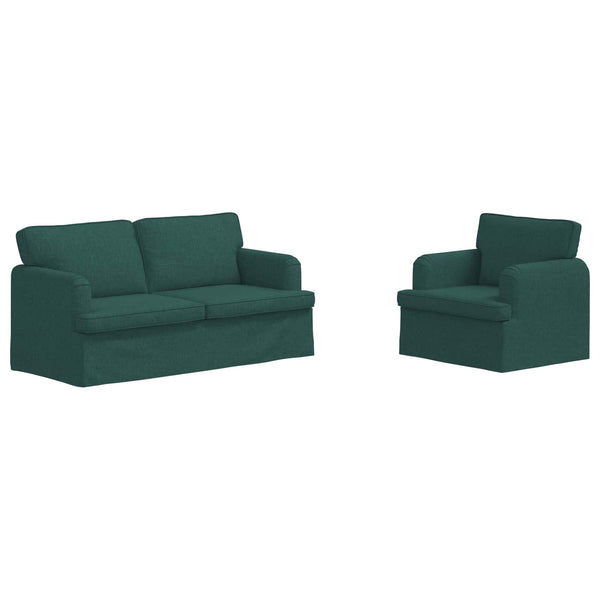 Dunkelgrünes Sofa Set, 2-teilig