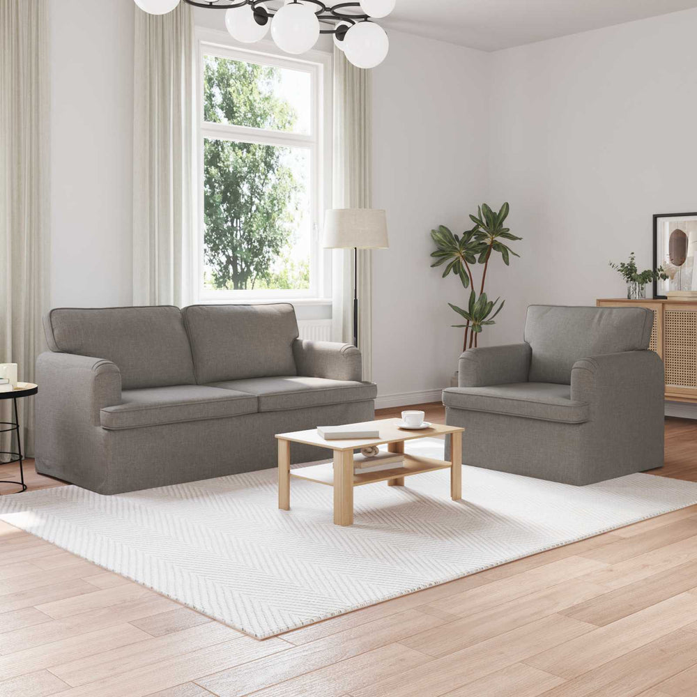 Sofa Set 2-teilig Taupe Stoff