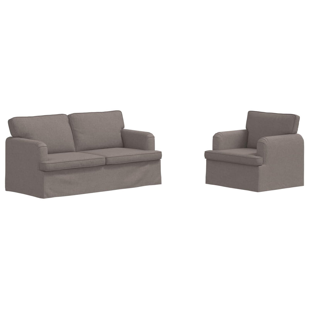 Sofa Set 2-teilig Taupe Stoff
