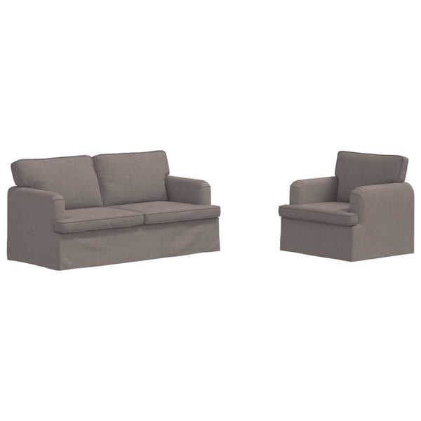 Sofa Set 2-teilig Taupe Stoff