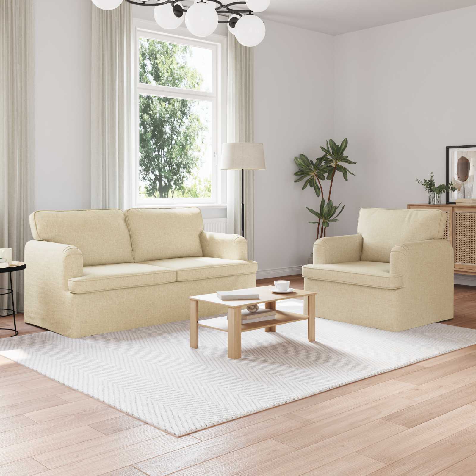 2-teiliges Sofa-Set Creme