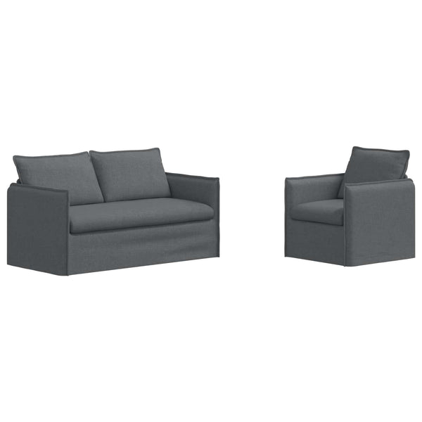 Dunkelgraues 2-teiliges Sofa-Set