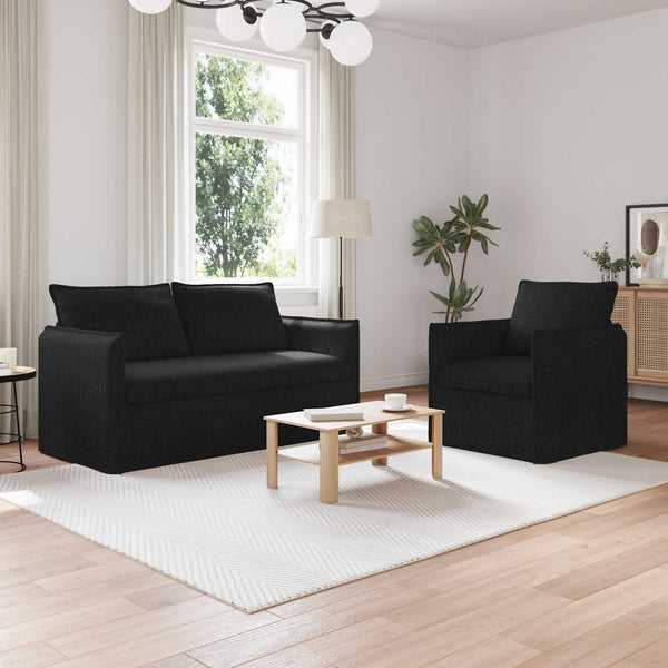 Schwarzes 2-teiliges Sofa-Set