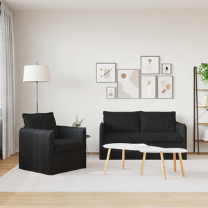 Schwarzes 2-teiliges Sofa-Set