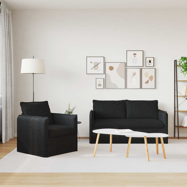Schwarzes 2-teiliges Sofa-Set