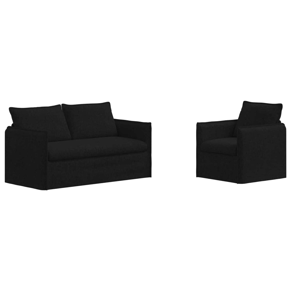 Schwarzes 2-teiliges Sofa-Set