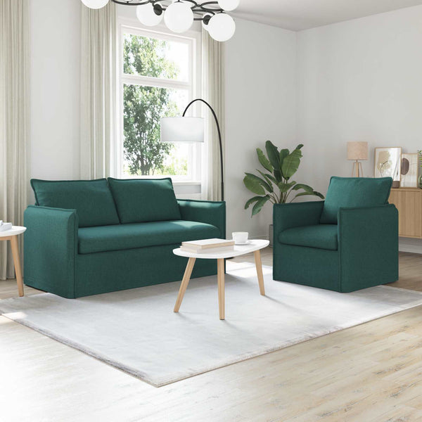 Dunkelgrünes 2-teiliges Sofa-Set