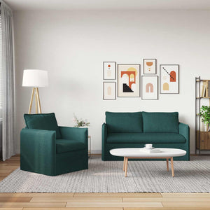 Dunkelgrünes 2-teiliges Sofa-Set