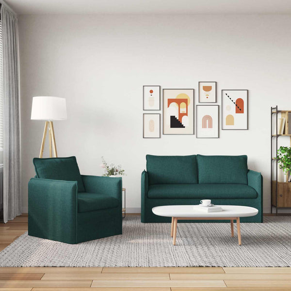 Dunkelgrünes 2-teiliges Sofa-Set