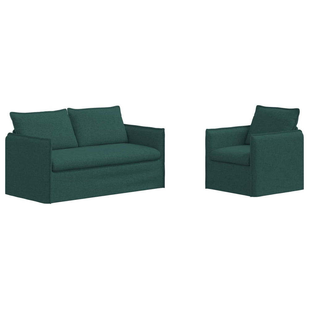 Dunkelgrünes 2-teiliges Sofa-Set