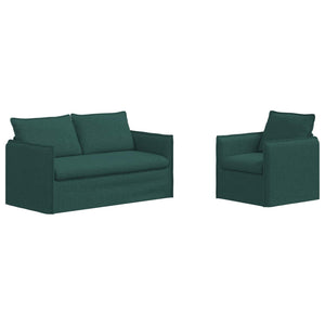 Dunkelgrünes 2-teiliges Sofa-Set