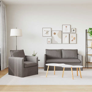 Sofa Set 2-teilig Taupe Stoff