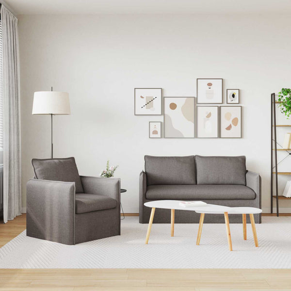 Sofa Set 2-teilig Taupe Stoff