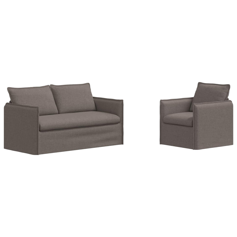 Sofa Set 2-teilig Taupe Stoff