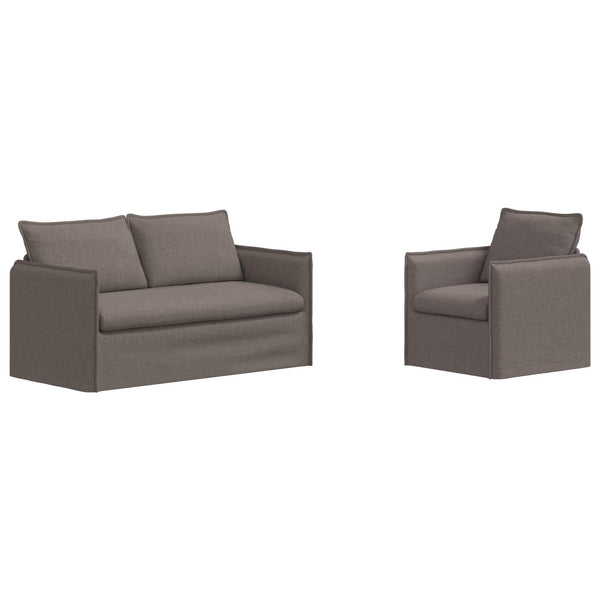 Sofa Set 2-teilig Taupe Stoff