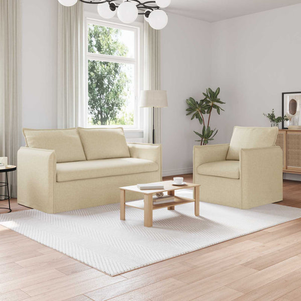 Creme Stoff Sofa Set, 2-teilig