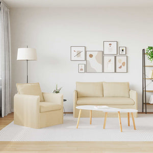 Creme Stoff Sofa Set, 2-teilig