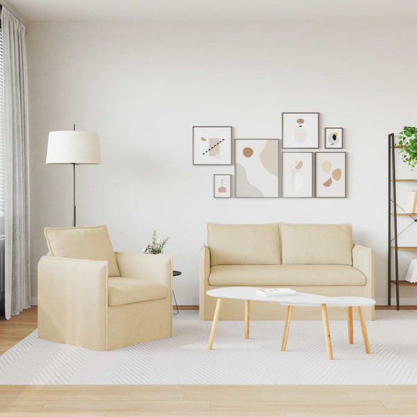 Creme Stoff Sofa Set, 2-teilig